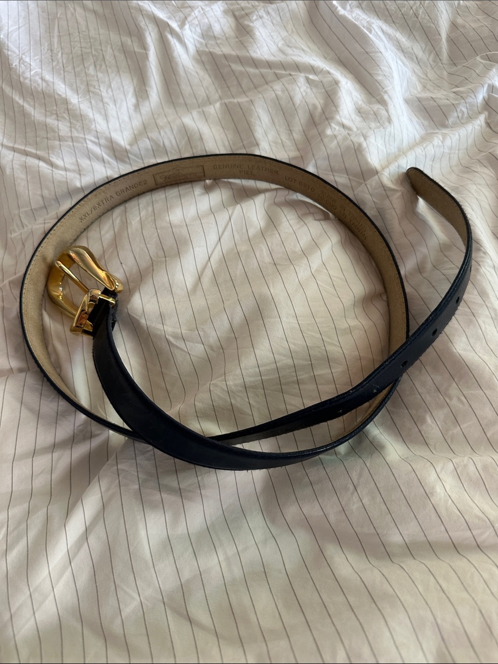 VTG Worthington Genuine Leather Belt with Gold Buckle - XXL